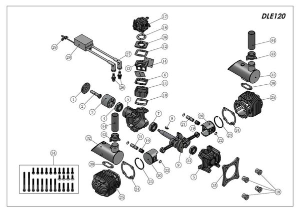 DLE 120cc Gas Engine with Electronic Ignition and Standard Mufflers - Image 7