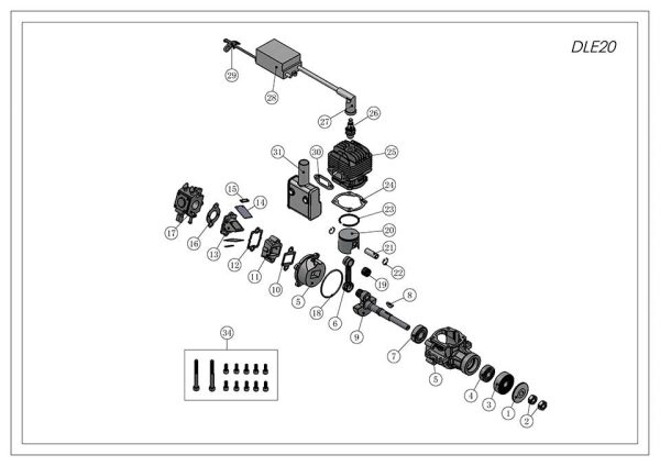 DLE 20cc Gas Engine with Electronic Ignition and Standard Muffler - Image 8