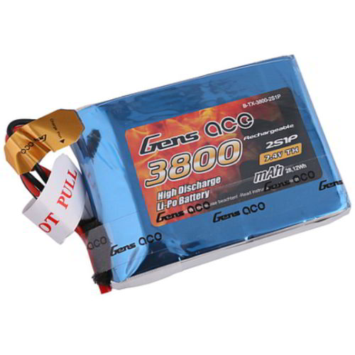 Gens ace 3800mAh 7.4V 2S1P TX Lipo Battery Pack with JST-SYP Plug