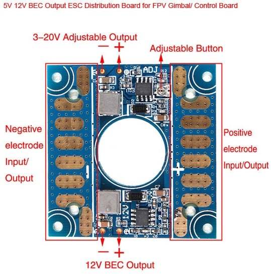 Dual BEC Output 5V 12V Adjustable Voltage Distribution Board