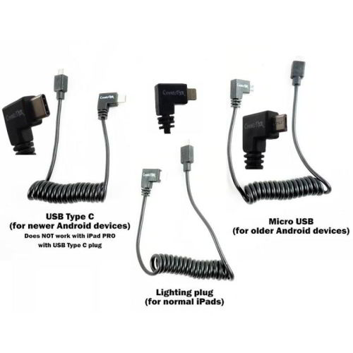DJI micro-USB OTG Upgrade Heavy Duty Coiled Video feed cable, 35-60cm to USB-C, Lightning, Micro USB