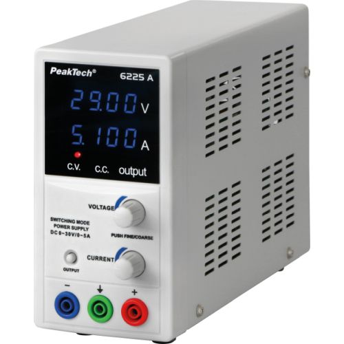 PEAKTECH 6225A Switching laboratory power supply, 1-30V DC, 0-5A