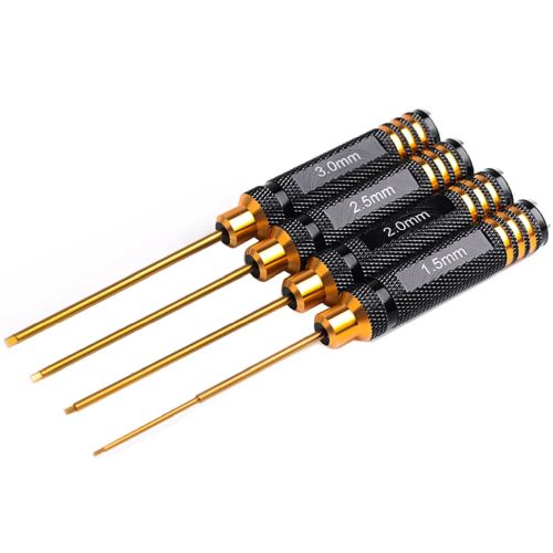 Hexagon ScrewDriver Set Black gold with Stainless tips 1.5-2.0-2.5-3mm