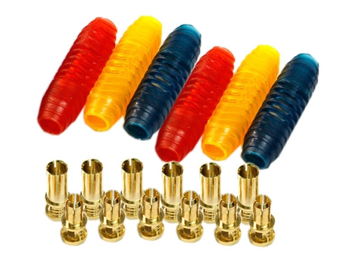 RCPROPLUS Supra-X 5mm C36/24K Gold Gold Bullet Polarized Connector 6 Pairs 