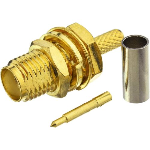 RP-SMA Female Bulkhead Nut Crimp RF connector for RG316 cable, Set, with Hardware