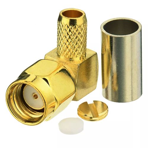 RPSMA male crimp Right Angle RF connector for RG316 cable, Set, with Hardware