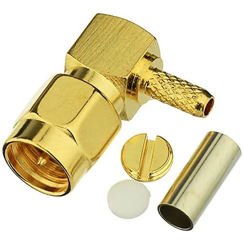 SMA male crimp Right Angle RF connector for RG316 cable, Set, with Hardware