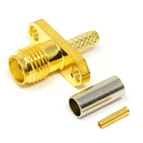 SMA Female 2 Hole Flange Crimp RF connector for RG316 cable, Set, with Hardware