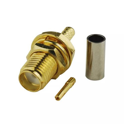 SMA Female Bulkhead Nut Crimp RF connector for RG316 cable, Set, with Hardware