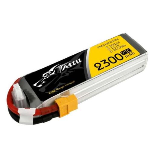 TATTU 2300mAh 11.1V 75C 3S1P Lipo Battery Pack with XT60