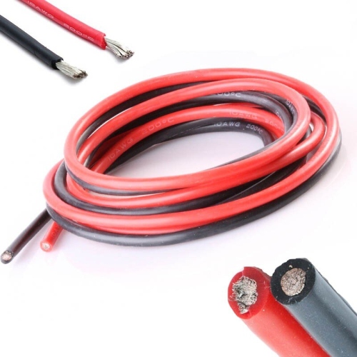 High current-temperature Silicone Wire 10 mm2 8AWG 150Amps, 1M Black+1M Red Made in germany