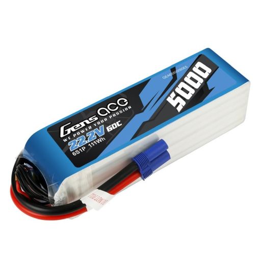 Gens ace 5000mAh 22.2V 60C/120C 6S1P Lipo Battery Pack