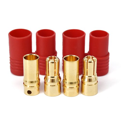 Heavy duty 6mm gold connectors with housings,180 amp rated