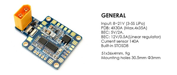 HUBOSD Eco X Type, w/STOSD8, Current Module, Dual BEC & XT60