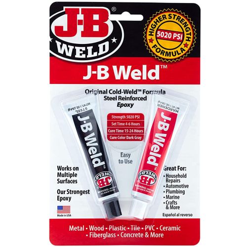 JB Weld Original Steel reinforced Epoxy  24h cure time- virtually welding every thing