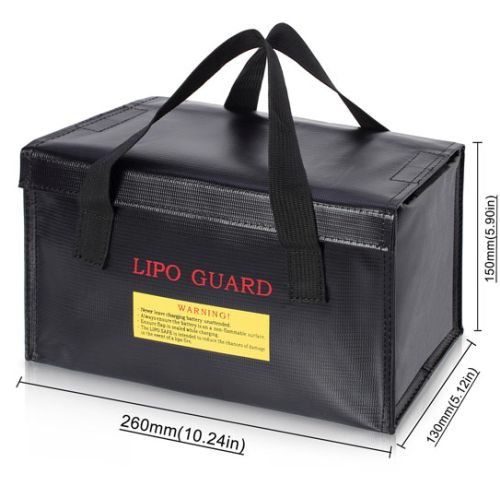 Fireproof Portable Lithium Battery Lipo Guard Safe Bag Large size 260x130x150mm black