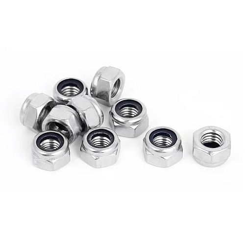Nylon Insert Hex Lock Nuts M2 (2mm), 304 Stainless Steel, Pack of 10