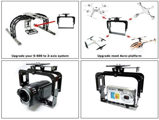 2-Axis Gimbal Tilt-Roll Camera servo operated Mount Kit