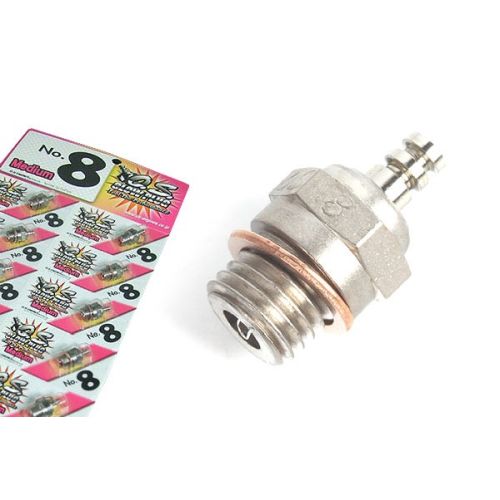 OS #8 Glow Plug (Medium Hot) for 2-Stroke Engines - Blister of 12pcs