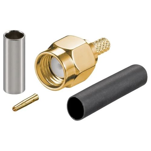 RP SMA male crimp connector for RG316 cable, Set, with Hardware