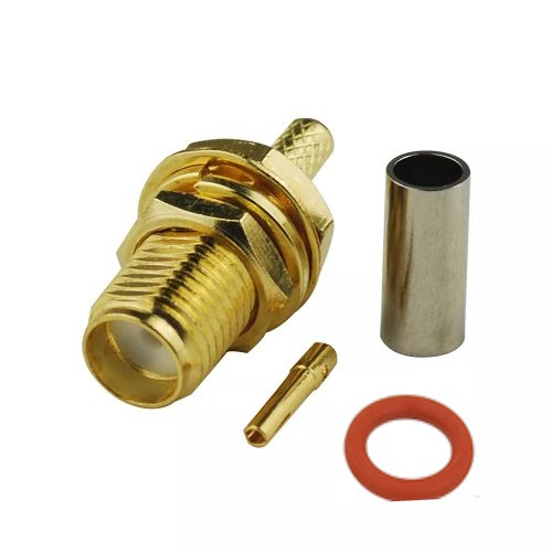 Waterproof IP67 SMA Female Bulkhead Nut Crimp RF connector for RG316 cable, Set, with Hardware