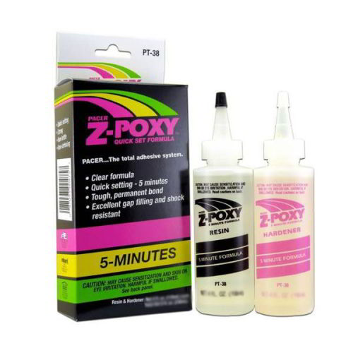 Z-Poxy 5 minute Formula is a two component epoxy with a short curing time