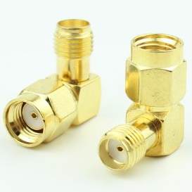 RP-SMA Plug to SMA Jack adaptor (Hole-hole),90 degrees version